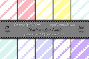 Download Pastel Hearts in a Line Digital Scrapbook Paper Pack - Paper Collection
