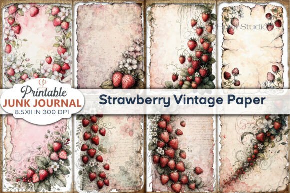 Download Strawberry Vintage Paper Junk Journal - Paper Collection