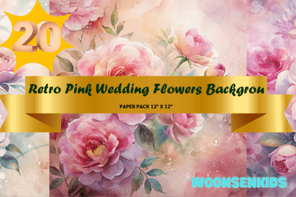 Download Top Retro Pink Wedding Flowers Background Watercolor Png Kdp Digital Paper - Paper Collection