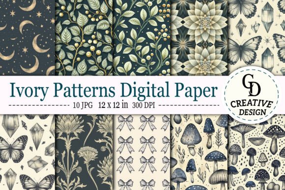 Download Ivory Patterns Digital Paper - Paper Collection