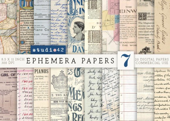 Download Antique Paper Ephemera Pack V7 - Paper Collection