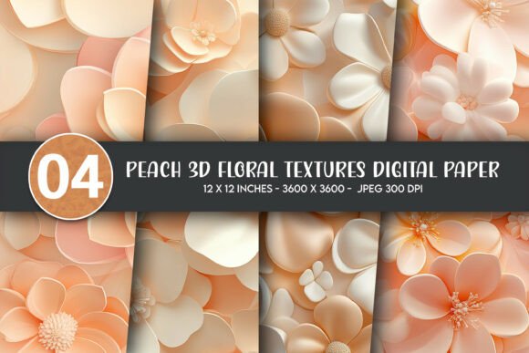 Download Peach 3D Floral Textures Digital Paper - Paper Collection
