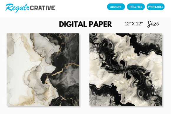 Download Ivory &amp; Black Alcohol Ink Digital Paper - Paper Collection