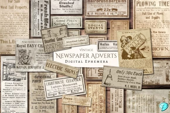 Download Vintage Newspaper Adverts Ephemera - Paper Collection