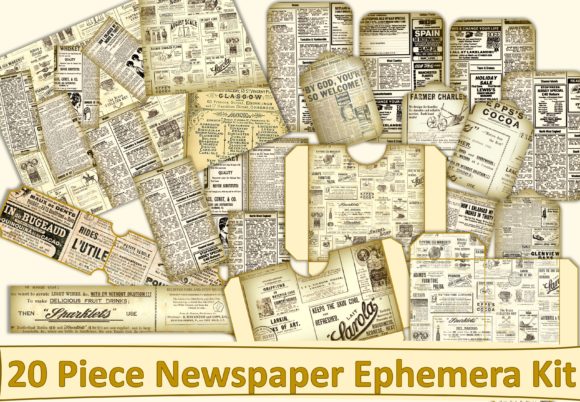 Download Vintage Newspaper Ephemera Kit - Paper Collection