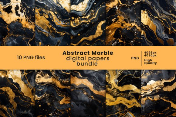 Download Golden Black Marble Digital Papers Set - Paper Collection
