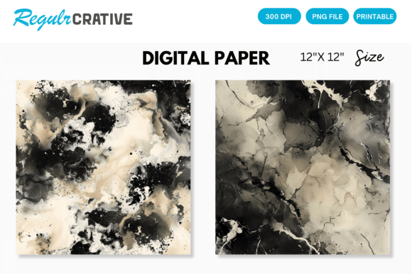 Download Ivory &amp; Black Alcohol Ink Digital Paper - Paper Collection
