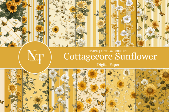 Download Cottagecore Sunflower Digital Paper - Paper Collection