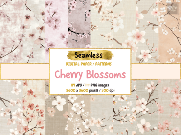 Download Cherry Blossoms Seamless Digital Paper - Paper Collection