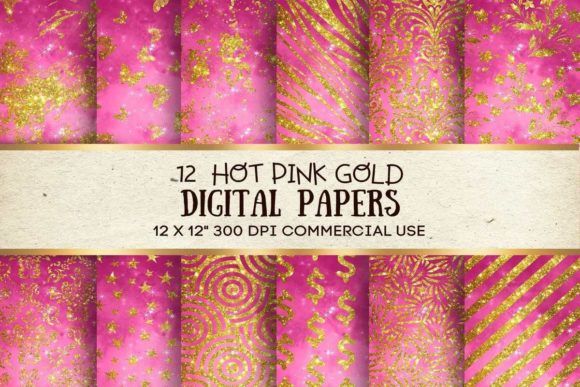 Download Hot Pink Gold Digital Paper Texture Pack - Paper Collection