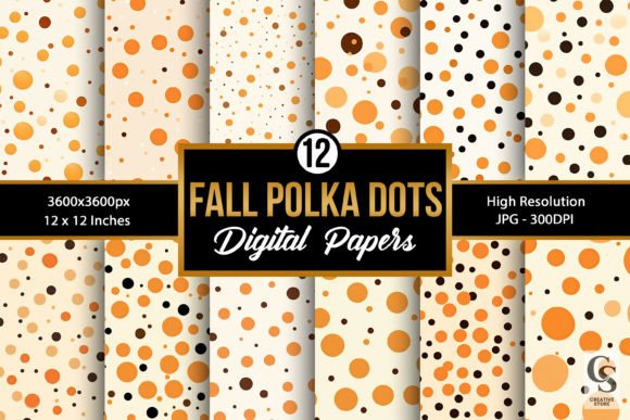 Download Fall Orange Polka Dots Digital Papers - Orange Collection