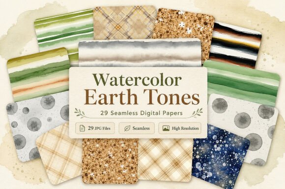 Download Watercolor Earth Tones Digital Paper - Paper Collection