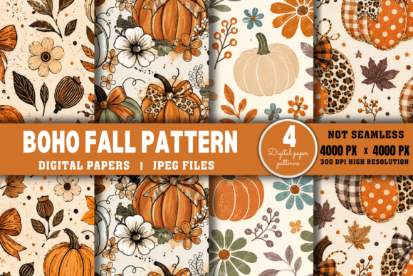 Download Boho Fall Pattern, Autumn Digital Paper - Paper Collection