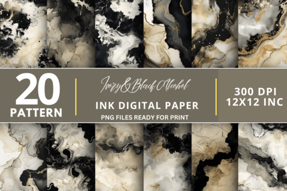 Download Ivory &amp; Black Alcohol Ink Digital Paper - Paper Collection