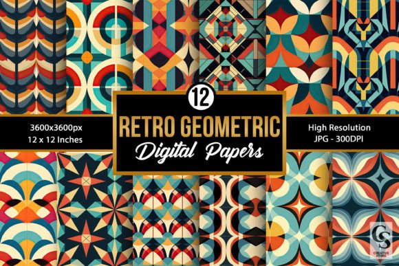 Download Retro Geometric Pattern Digital Papers - Paper Collection