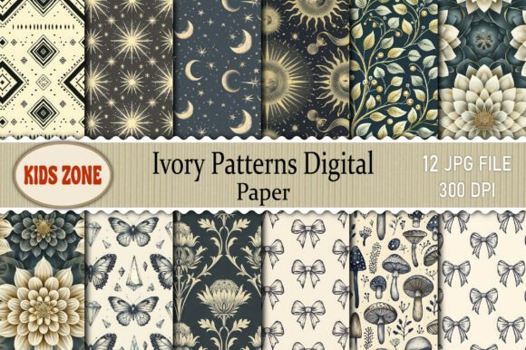 Download Ivory Patterns Digital Paper - Paper Collection