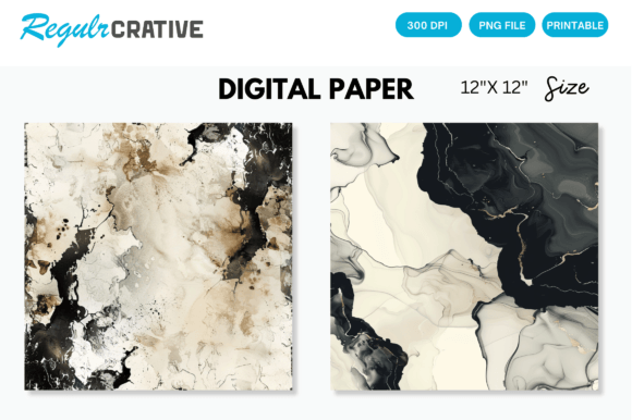 Download Ivory &amp; Black Alcohol Ink Digital Paper - Paper Collection