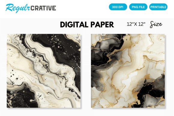Download Ivory &amp; Black Alcohol Ink Digital Paper - Paper Collection