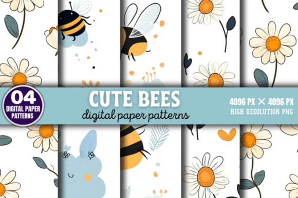 Download Cute Bees Digital Papers Patterns - Paper Collection