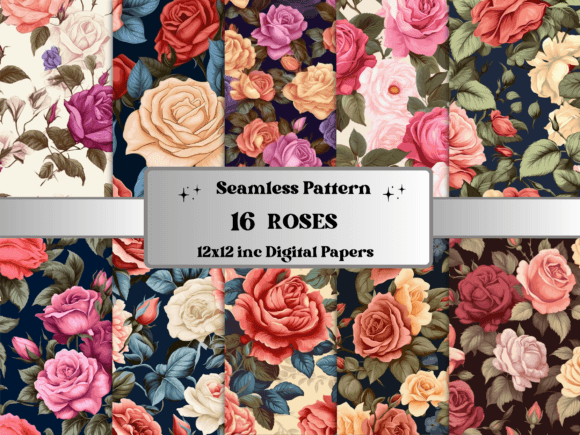 Download Seamless Roses Pattern Digital Paper - Paper Collection