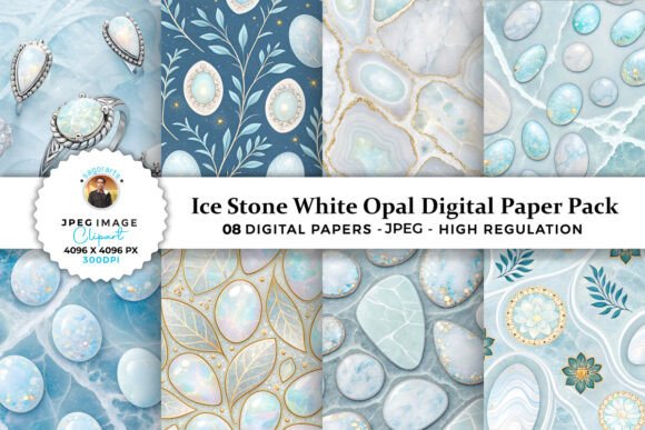 Download Ice Stone White Opal Digital Paper Pack - Paper Collection