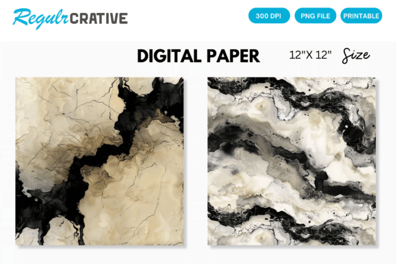 Download Ivory &amp; Black Alcohol Ink Digital Paper - Paper Collection