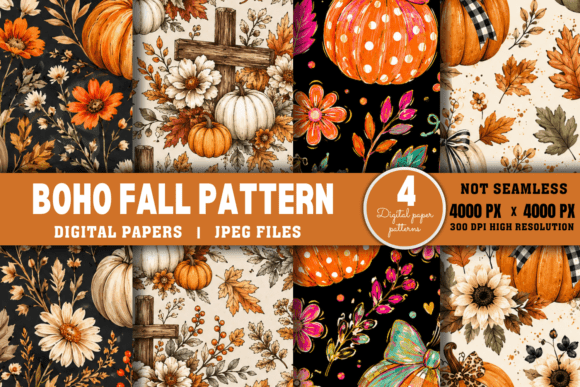 Download Autumn Digital Paper, Boho Fall Pattern - Paper Collection