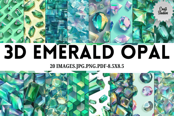 Download 3D Emerald Opal Digital Paper - Paper Collection